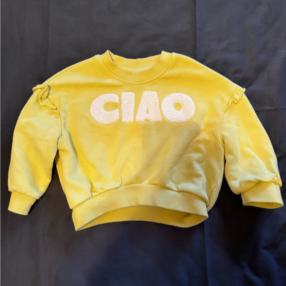 Yellow Kids Sweater with 'CIAO' Design